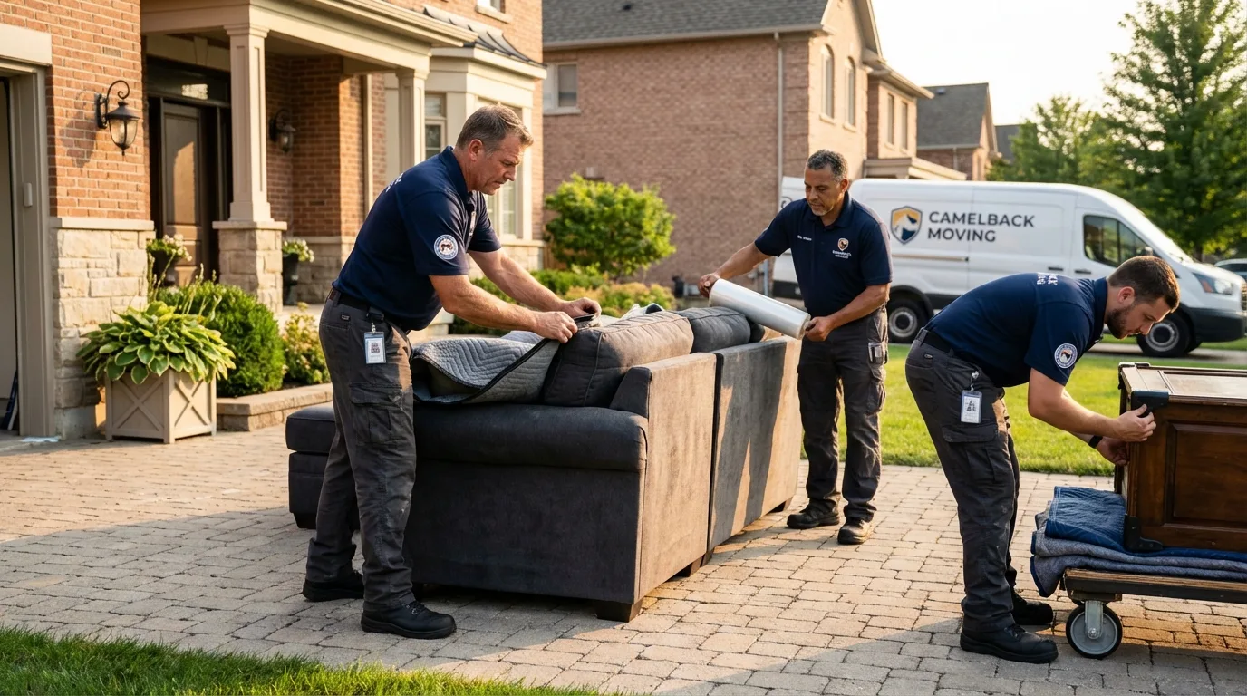 Large estate moving crew wrapping furniture in Morrilton, AR